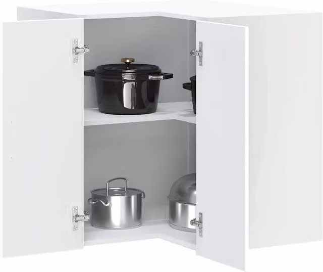 Pensile da cucina ad angolo Design Mania Porto Bianco in legno multistrato con ante a battente e ripiani interni L/P/H: 60 x 57 x 57 cm