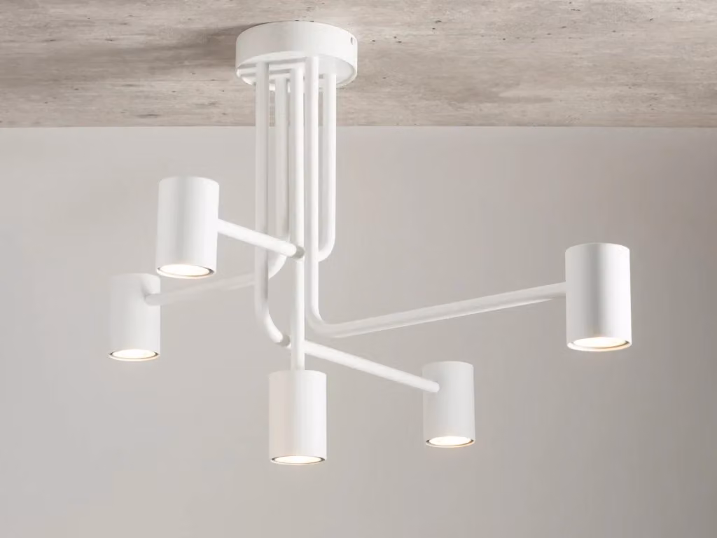 Plafoniera moderna Luis Sigma Lighting bianca con 5 luci GU10 regolabili in metallo – 2