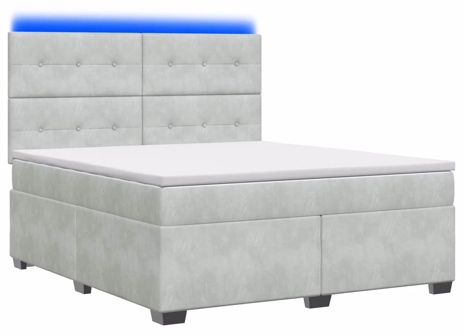 Letto a molle con materasso grigio chiaro 180 x 200 cm in velluto
