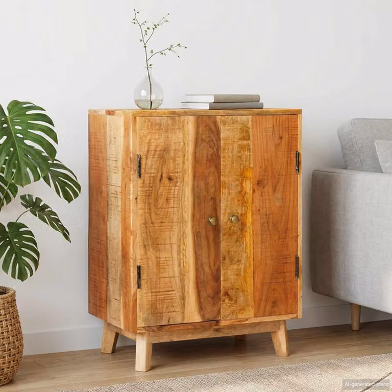 Armadio da stoccaggio vidaXL in legno di mango marrone con scaffale e ante a battente L/P/H: 55 x 35 x 75 cm