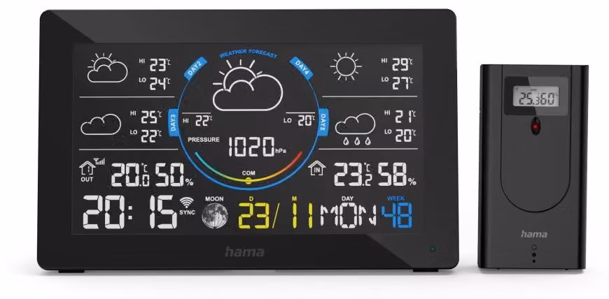 Stazione meteorologica con Wi-Fi "Hawaii", sensore esterno, termometro e igrometro.