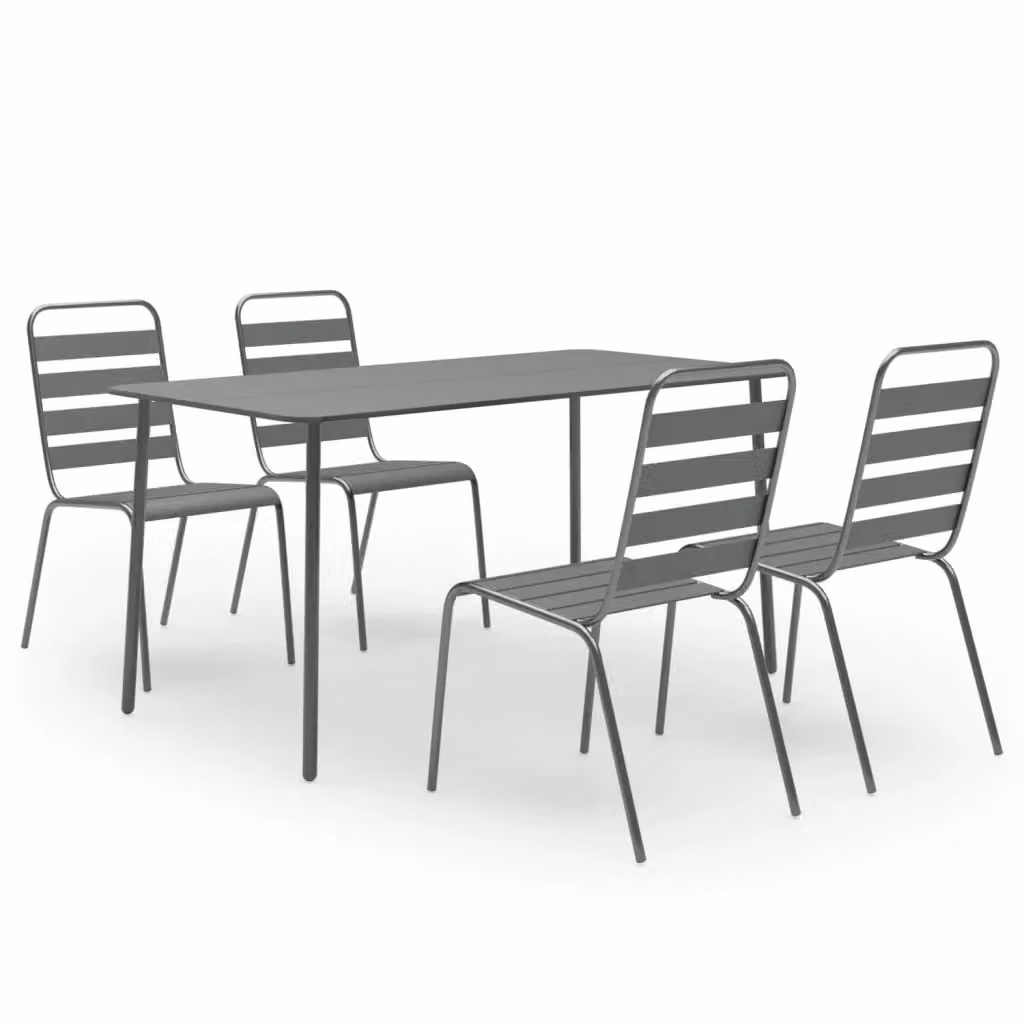 Set da pranzo da giardino moderno vidaXL in acciaio grigio opaco, 5 pezzi – 2