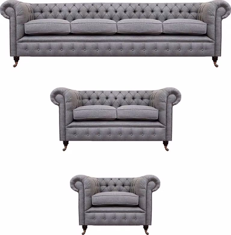 Sofagarnitur Stoff Textil Polstersofa Chesterfield Wohnzimmer Design
