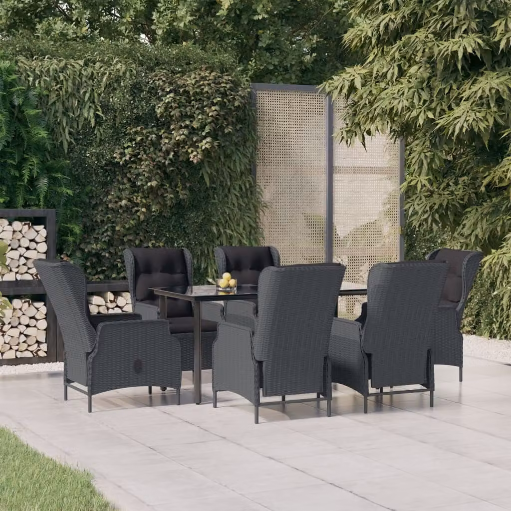 Maison Exclusive - Set da pranzo da giardino da 7 pezzi in rattan sintetico grigio scuro