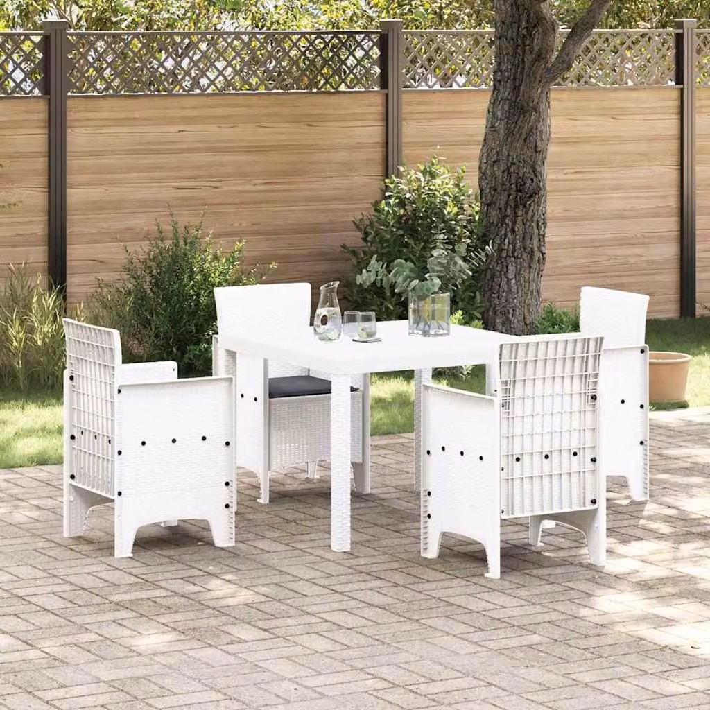 Maison Exclusive - Set da pranzo per esterno, 5 pezzi, polipropilene bianco