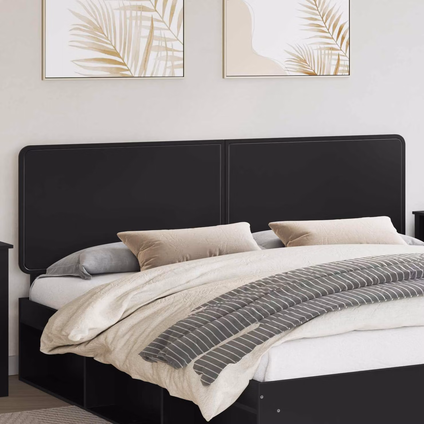 Testiera per letto moderna vidaXL in legno ingegnerizzato nero opaco