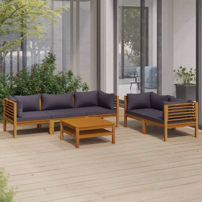 Maison Exclusive - Set da giardino da 6 pezzi con cuscini, in legno massello di acacia