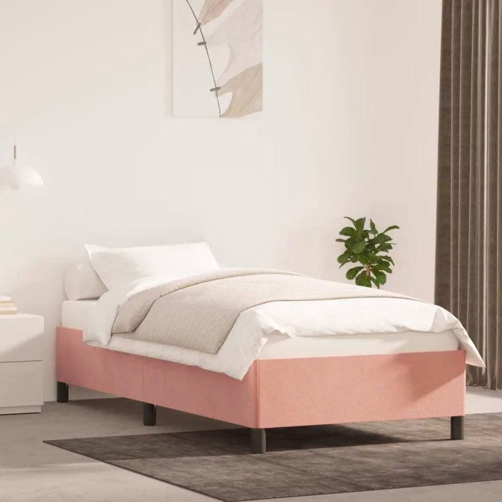 The Living Store Rete da letto rosa 100x200 cm in velluto
