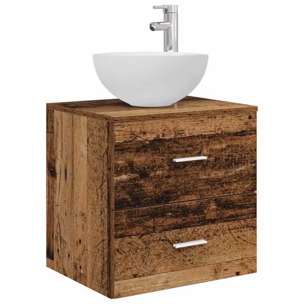 Mobiletto con Lavabo da Parete vidaXL in Legno Marrone Antico L: 49,5 cm, P: 35 cm, H: 63 cm – 2