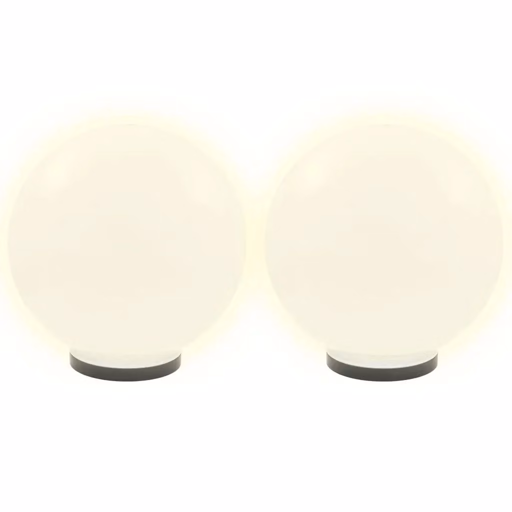 Set di 4 lampioncini a LED sferici vidaXL bianchi per giardino con paletti, diametro: 40 cm – 2
