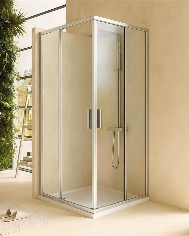 Box doccia 90x90 Rio doppio scorrevole vetro 6 mm trasparente H 195 cromo
