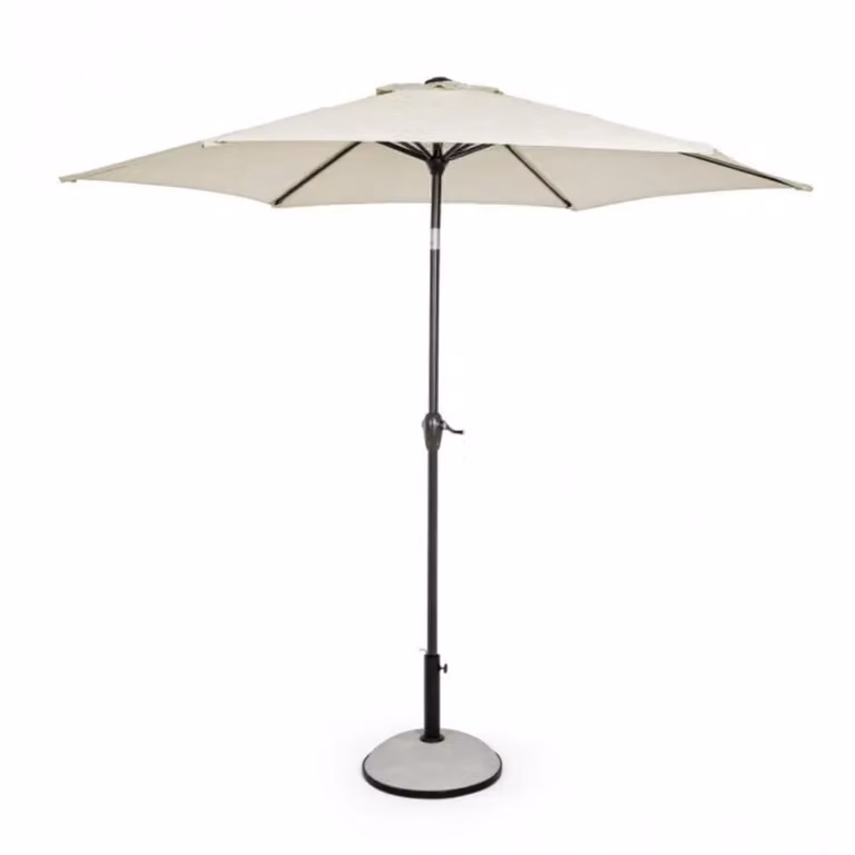 Ombrellone rotondo KALIFE con palo centrale in alluminio e telo beige 2,7m