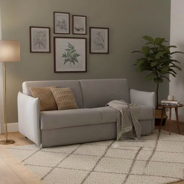Trovo Divano Letto 2 Posti Sfoderabile Grigio Made in Italy L: 180 cm, P: 95 cm – 1