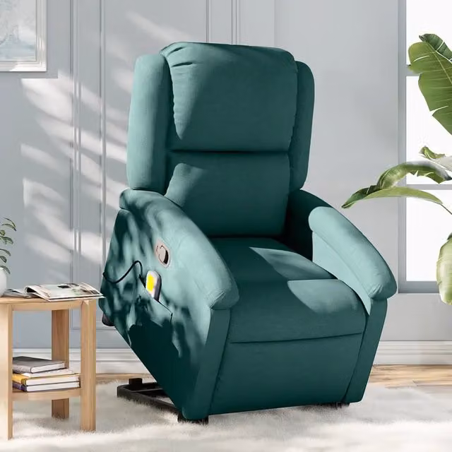 Poltrona Alzapersona con Assistenza Elettrica vidaXL Verde con Braccioli e Rivestimento in Tessuto