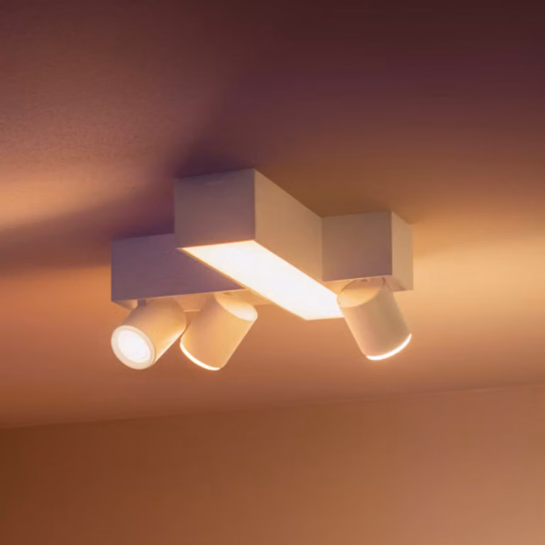 Philips Hue Centris Cross Faretto LED, bianco, a 3 luci RGB CCT Cross, dimmerabile, Bianco / Opale, Soggiorno / Sala da pranzo, Alluminio, Moderno