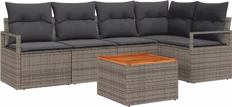 Set Divano da Giardino 6 pcs Grigio polyrattan