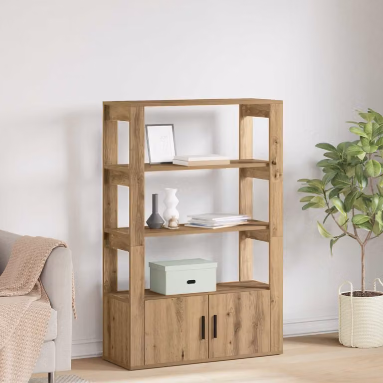 Credenza artigianale vidaXL in rovere marrone, design moderno, L 80 x P 30 x H 119.5 cm