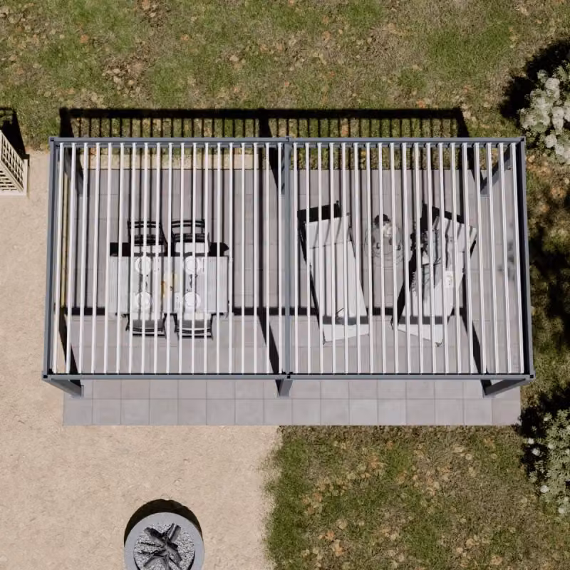 Pergola bioclimatica motorizzata Ombrea ELMO autoportante L: 600 cm, P: 300 cm, H: 256 cm - Antracite/bianco – 2