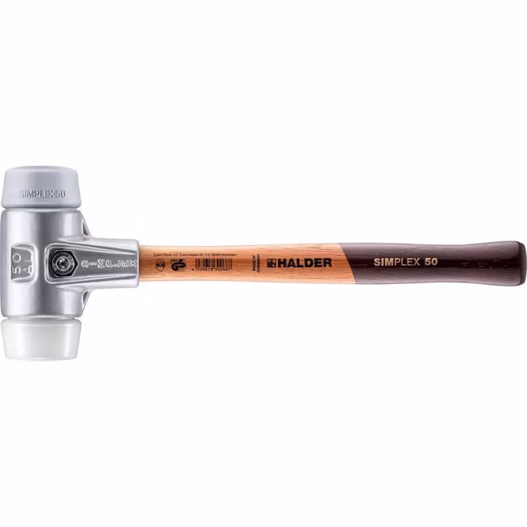 Mazza SIMPLEX soft-face con alloggiamento in alluminio e manico in legno, Ø 50, TPE-Mid / Superplastic