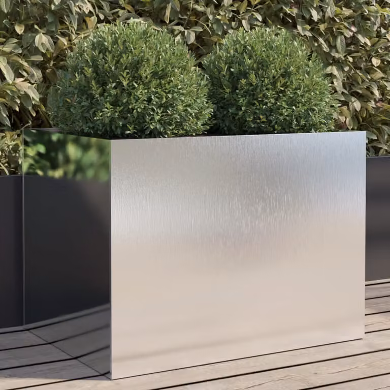 Fioriera vidaXL in acciaio inox color argento L: 62 cm, P: 47 cm, H: 46 cm