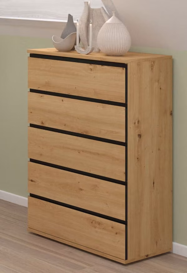 Credenza Naxos con cassetti 60x40x106cm rovere artigianale nero opaco