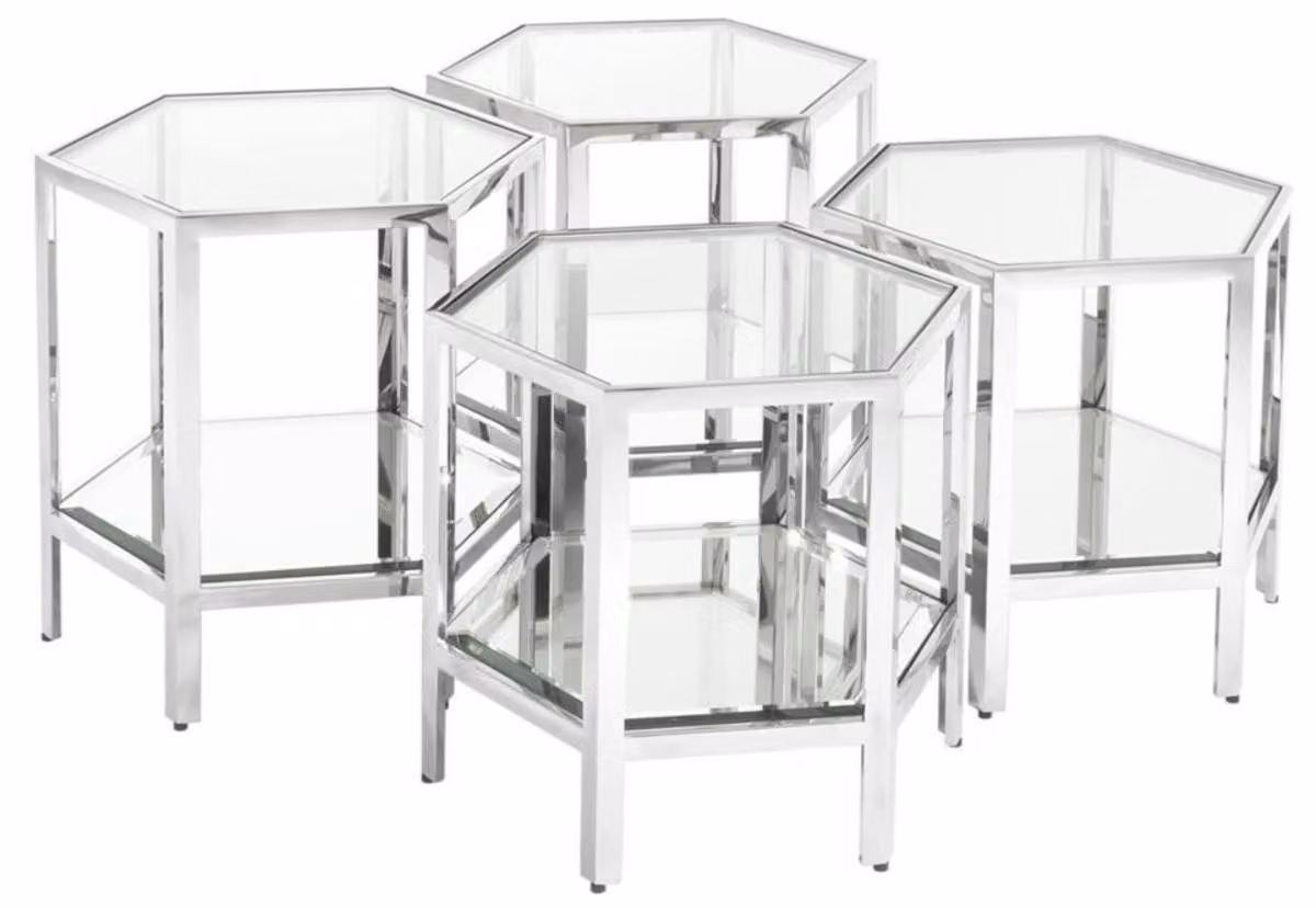 Casa Padrino: set di 4 tavolini in argento - Tavolo da salotto di design