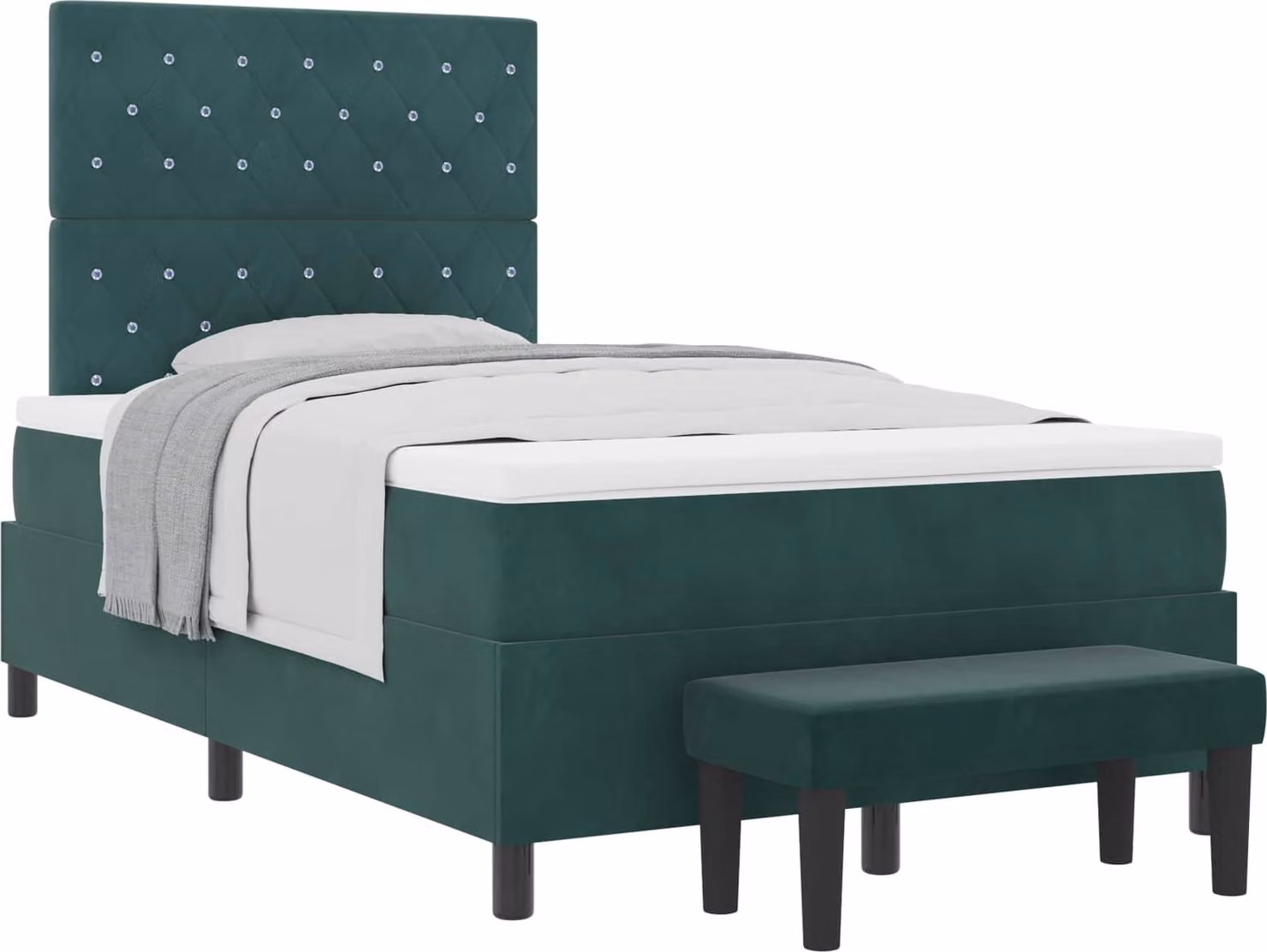 Letto a molle con testiera Verde scuro 190 x 120 cm Velluto