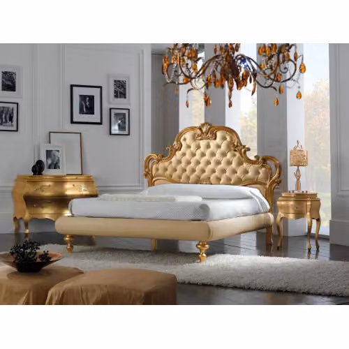 Letto matrimoniale in ferro battuto con capitonné in vera pelle Panarea - Florentia Bed