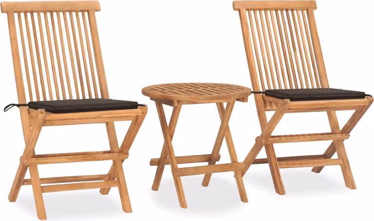 Maison Exclusive - Set da pranzo da giardino 3 pezzi con cuscini Pieghevole Legno massello di teak
