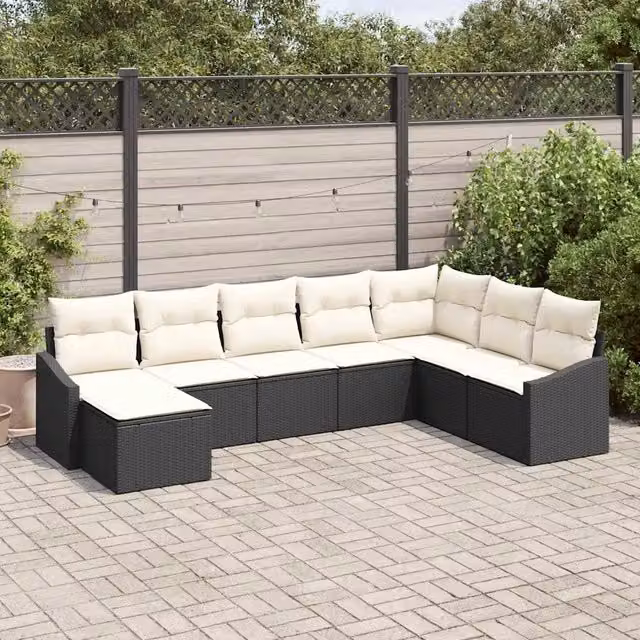 Set di divani 8 pz Nero polyrattan 3346837