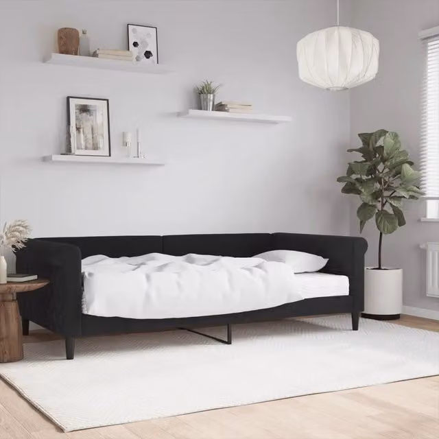 Divano Letto con Materasso Nero 100x200 cm in Velluto 3197758