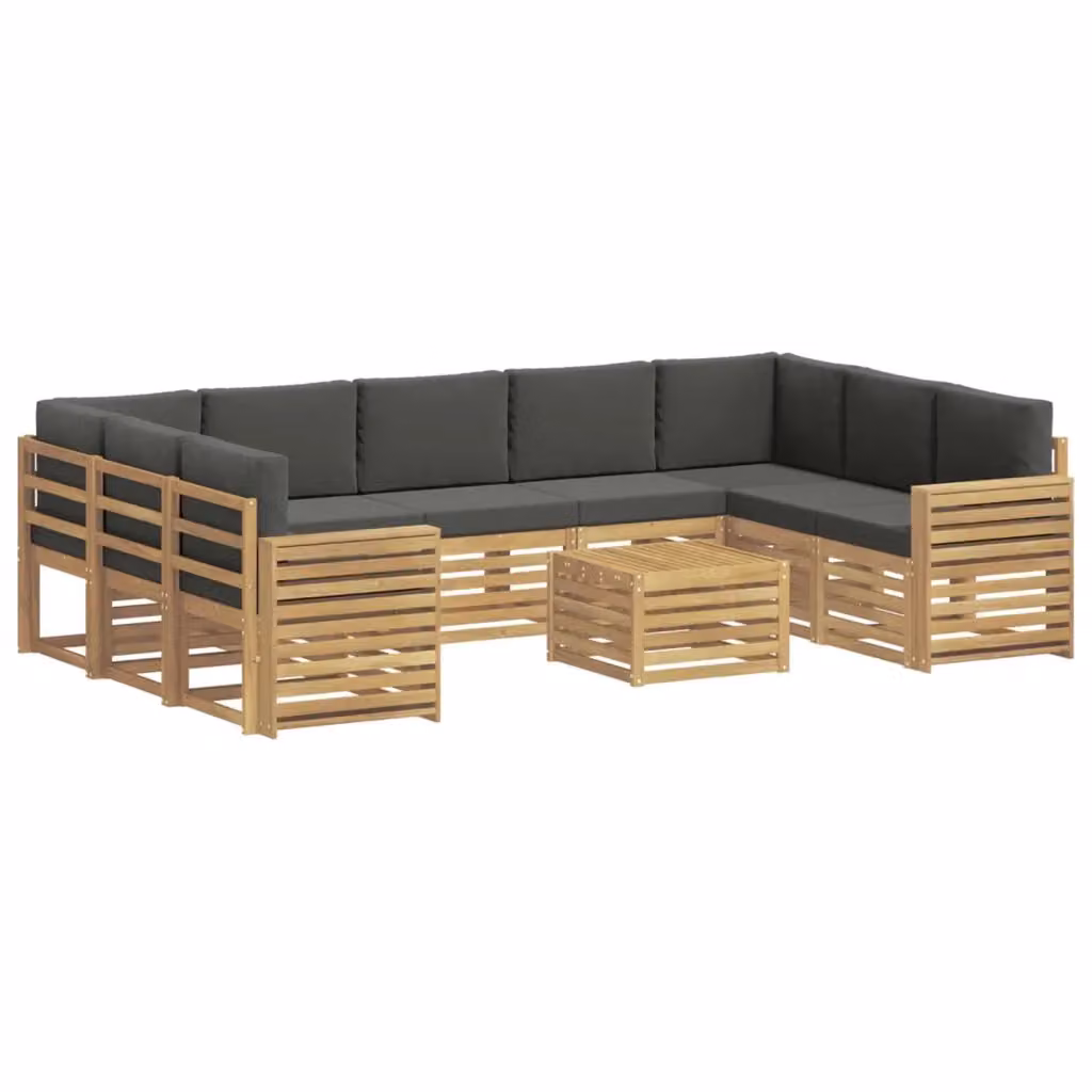 Set di divani da esterno vidaXL a forma di L con tavolino da caffè, colore bianco e antracite, in legno di acacia e tessuto resistente ai raggi UV – 2