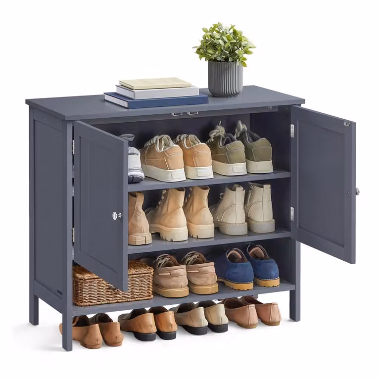 Mobiletto Scarpiera per Calzature Country Moderno, Grigio Ardesia