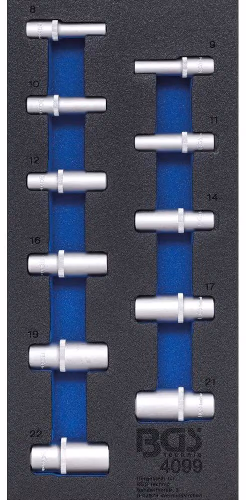 Inserti a bussola esagonali, in pollici, profondi, set da 11 pezzi, 408 mm