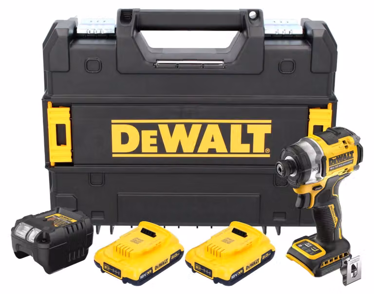 Avvitatore a impulsi a batteria DeWalt DCF 860 D2T 18 V 282 Nm 1/4" senza spazzole + 2x batteria ricaricabile 2,0 Ah + caricabatterie + TSTAK