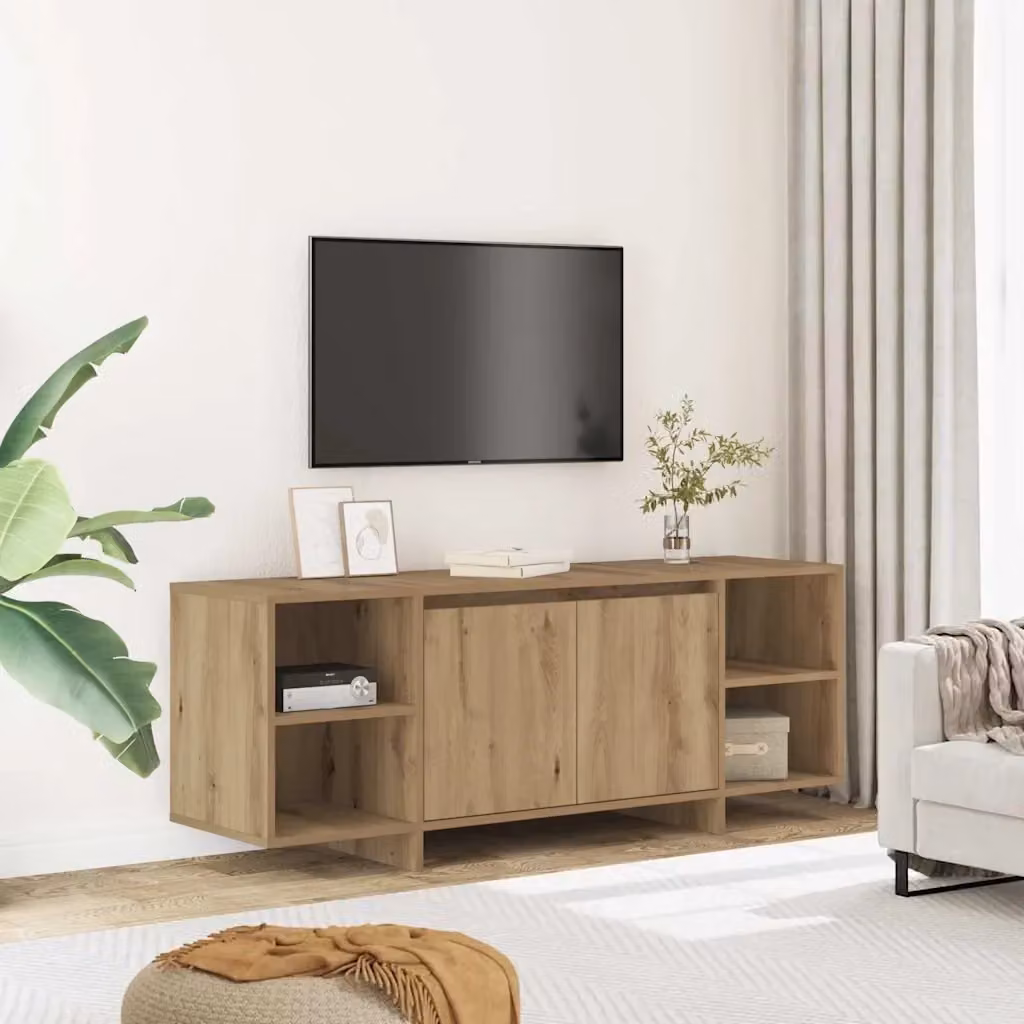 Mobile porta TV moderno in legno multistrato marrone con design artigianale L/P/H: 130 x 35 x 50 cm – 2