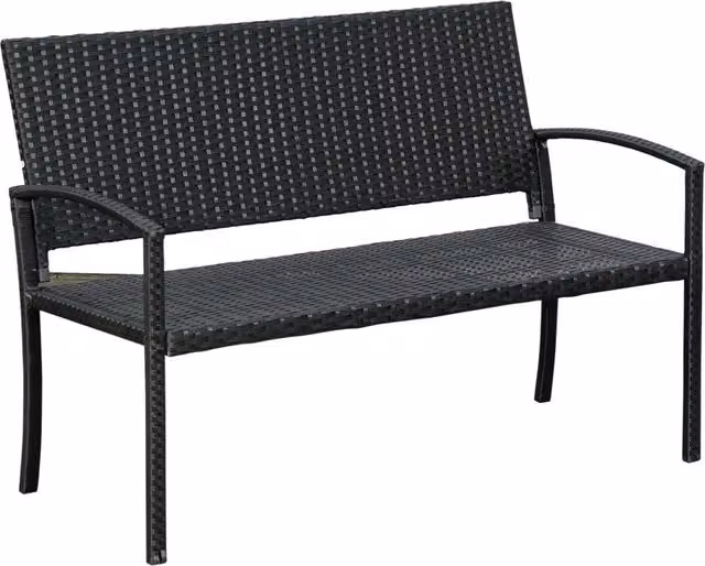Panchina da Giardino 2 Posti con Schienale; Struttura Stabile; per Interni ed Esterni; in Acciaio; Nero