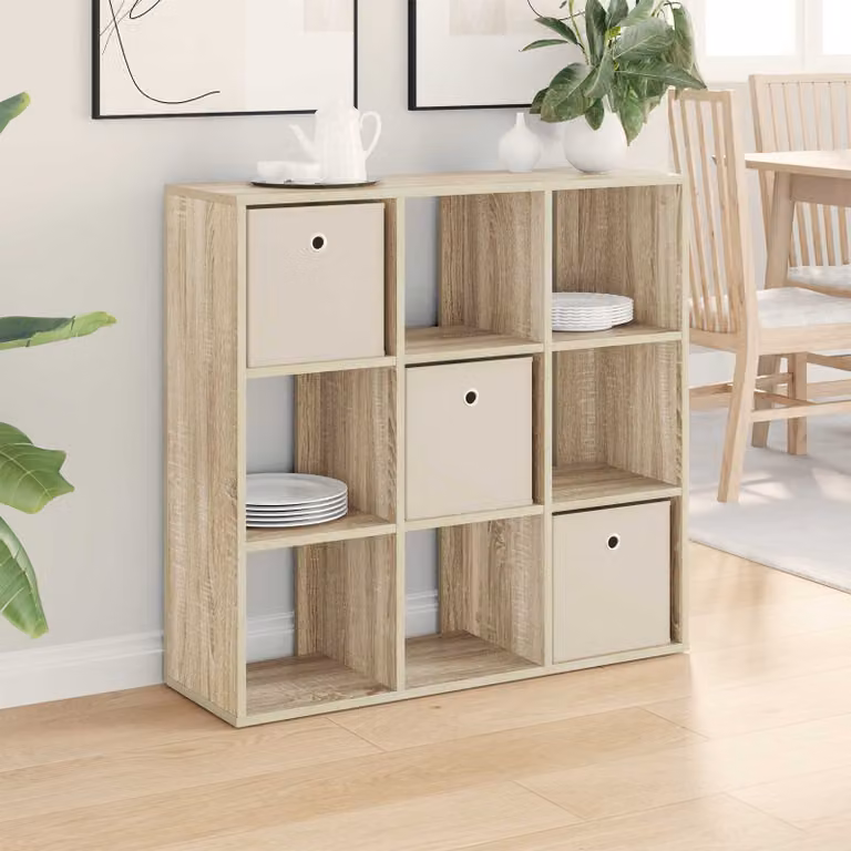 Credenza moderna vidaXL in rovere color beige e marrone, L 88,5 x P 29 x H 84,5 cm