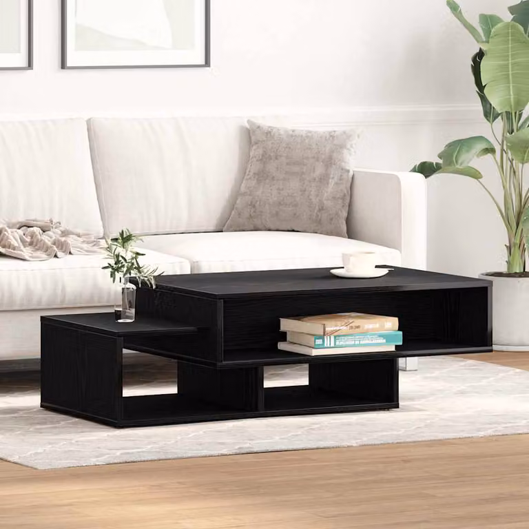 vidaXL Tavolino da Salotto Moderno in Legno Multistrato Nero L: 105 cm, P: 55 cm, H: 32 cm