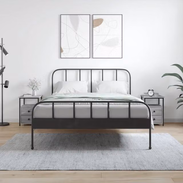Set di 2 comodini vidaXL in stile industrial in legno e metallo, colore grigio, L 34 cm x P 35,5 cm x H 50 cm