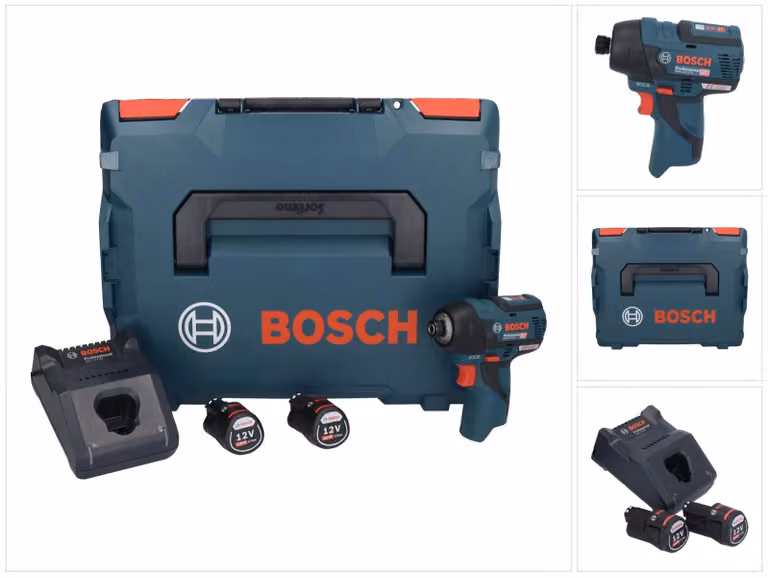 Bosch GDR 12V-110 Professional 12 V 110 Nm 1/4'' Avvitatore a impulsi senza spazzole + 2x batteria 2,0 Ah + caricabatterie + L-Boxx