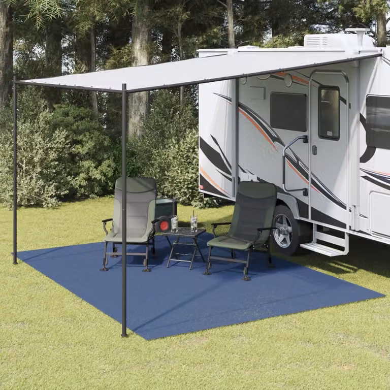 vidaXL Tappeto da tenda blu in poliestere e PVC, antiscivolo e resistente ai raggi UV, L: 4 m x P: 3 m