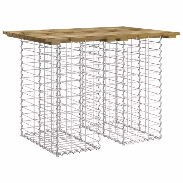 Tavolo da giardino in gabbione design 100x70x72 cm in legno di pino impregnato
