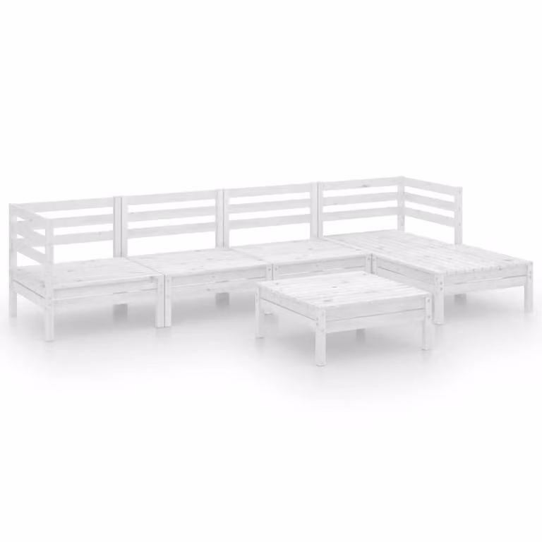 Set Salotto da Giardino 6 pz in Legno Massello di Pino Bianco