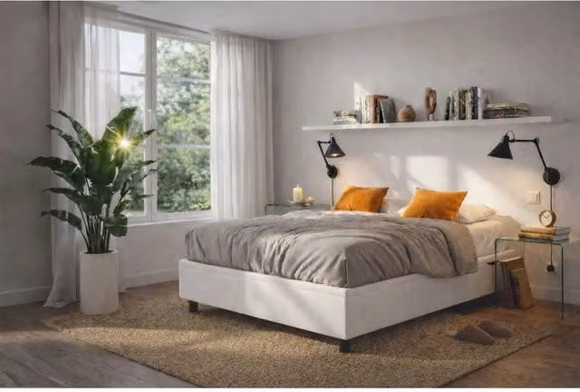 Letto imbottito Letto Matrimoniale alla Francese 140x200 cm BoxMax - Bianco,Similpelle,Contenitore