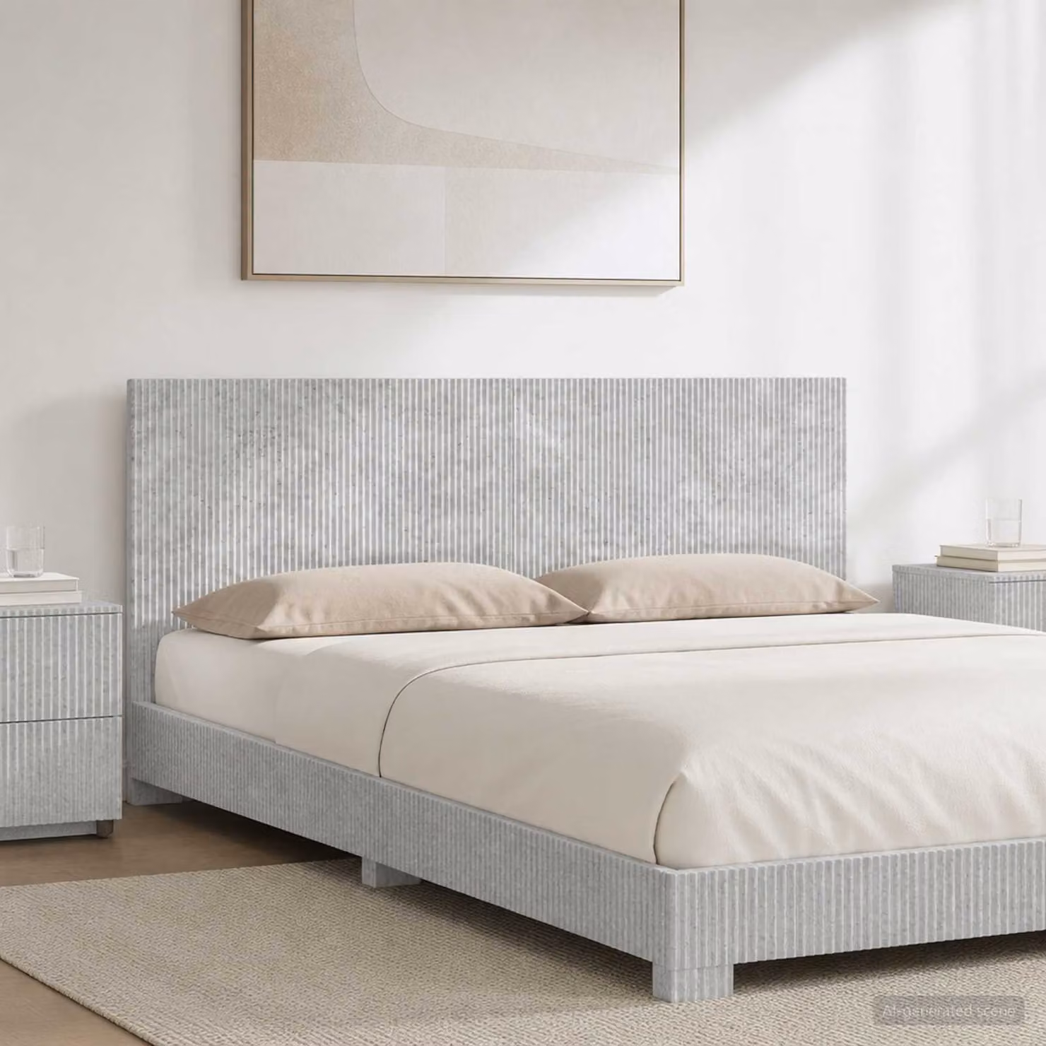 Testiera da muro vidaXL ARNHEM in tessuto grigio con ripiano integrato e pannello imbottito, L: 180 cm, H: 50 cm, P: 15,1 cm