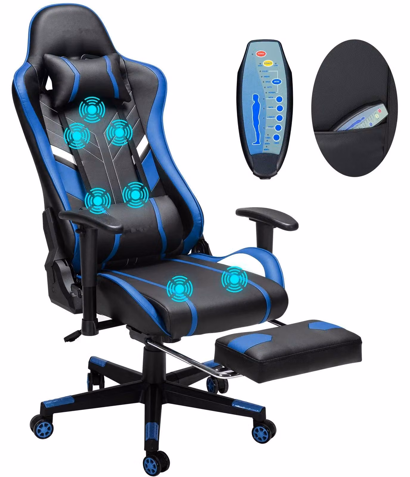 Sedia da gaming - Sedia da ufficio - Sedia per videogiochi - Sedia massaggiante - Sedia ergonomica - Funzione massaggio per collo e schiena