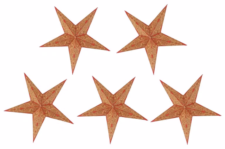 Set di 5 stelle di carta per catene luminose, 20 cm, pieghevoli, rosse