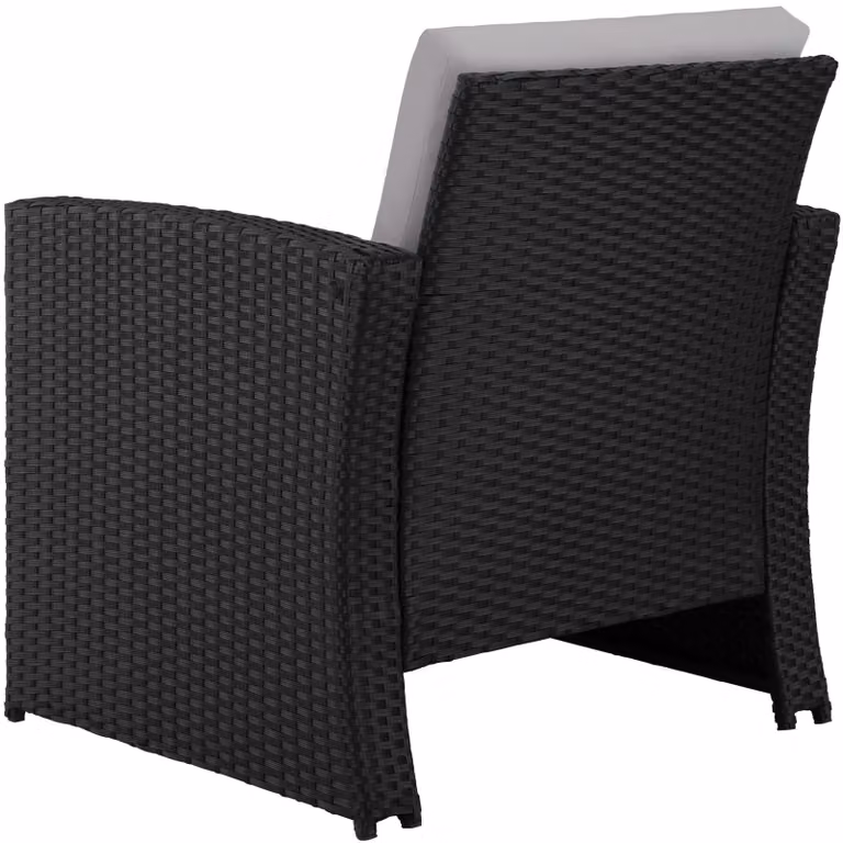 Salottino Jesolo TecTake in rattan e metallo per giardino e terrazzo, nero/grigio