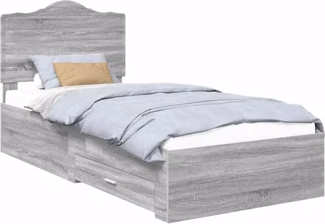 Letto singolo | Letto per adulti | Struttura del letto Grigio Sonoma 90 x 190 cm Legno multistrato